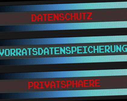Schriftzüge Datenschutz Vorratsdatenspeicherung Privatsphäre