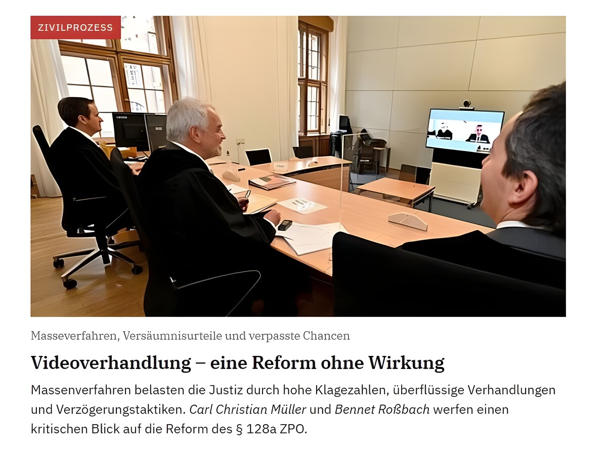 Screenshot Gastbeitrag LTO Reform § 128a ZPO