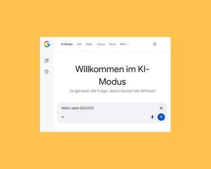 Screenshot des neuen KI-Modus von Google; Mueller.legal analysiert in einem Gastbeitrag