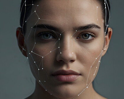 Symbolbild: Person mit digital verfremdetem Gesicht – KI-generierte Inhalte stehen zunehmend im Fokus von Strafrecht und Regulierung